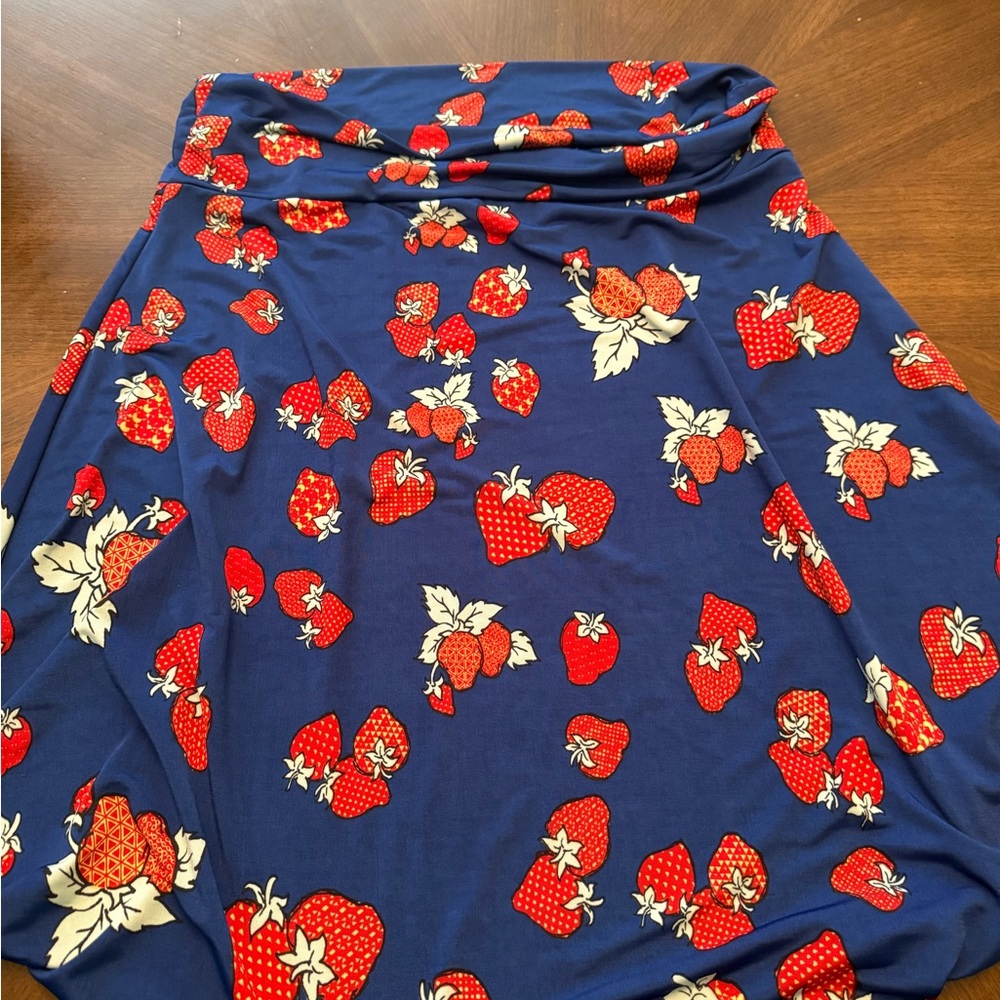 LuLaRue Azure Strawberry Print A-Line Skirt